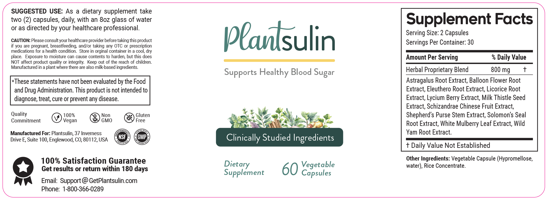 Plantsulin supplement Facts